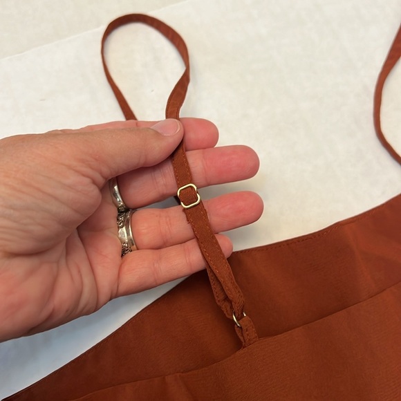 BURNT ORANGE- BROWN WHO WHAT WEAR SPAGHETTI STRAP MIDI DRESS SMALL - Picture 14 of 16